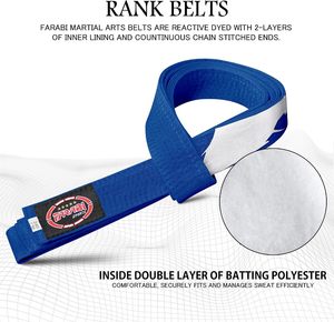 Ceinture de karaté Farabi Sports, ceinture d'arts martiaux en coton, légère, douce, logo personnalisé disponible, 240 cm-280 cm - Product Image 2