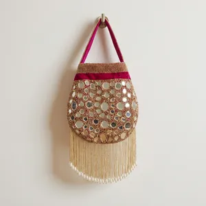 Stylish Casual Beaded Evening Clutch Bag Pearl Tassel POTLI Purse Ladies Party Banquet Bag Pearl Beaded Handbag Tassel POTLI bag - Product Image 1