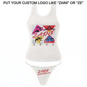 Nouveau bikini taille haute deux pièces avec boutons, style européen et américain, sexy, couleur unie, sans bretelles, 100 % polyester, logo sur le devant - Product Image 1