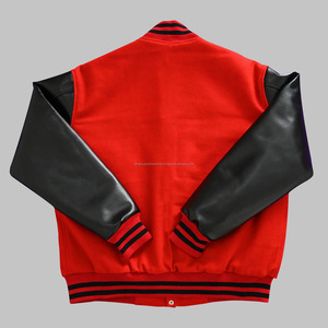 Alta calidad personalizado rojo lana cuerpo Vintage cuero mangas Letterman chaqueta personalizar bordado todos los colores Varsity - Product Image 4