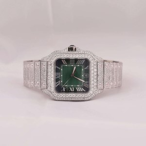 Montre à quartz étanche de luxe en acier inoxydable avec bracelet, idéale pour les soirées et événements, style diamant glacé haut de gamme - Product Image 5