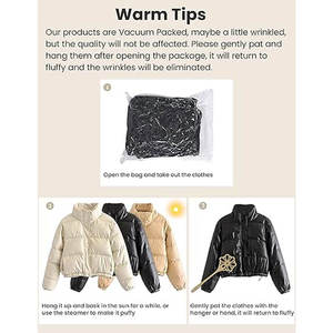 Veste matelassée en PU crème, col montant, fermeture éclair, coupe-vent, épaisse, manteau d'hiver décontracté, manches courtes, coupe régulière, unisexe - Product Image 2