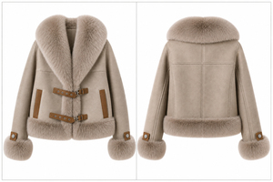 Custom Safari Style Woolen Jacket <b>With</b> Fur Collar And Cuffs <b>Belt</b> Closure Winter Outerwear Unisex Short <b>Coat</b> Thick Faux Fur - Product Image 3