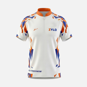 Camiseta de Dárdos Personalizada para Hombre, Antibacteriana, Ecológica, con Cierre de Cremallera de un Cuarto, Ligera, Transpirable, Estampada, de Poliéster - Product Image 1