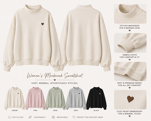 Custom Women <b>Mock</b> <b>Neck</b> Sweatshirt Oversized Fleece Pullover Casual Streetwear Cotton Blend <b>Top</b> - Product Image 6