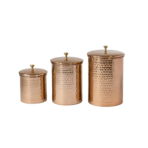 Hammered Antique Copper Kitchen Canister Set Of Airtight Stainless Steel Food <b>Storage</b> Jars For Tea Coffee Sugar Farmhouse Decor - Product Image 3