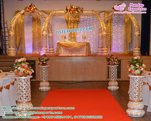 Tusk d'éléphant de Style Telugu Thirumana Mandapam Srilankan mariage éléphant Tusk Vidhi Mandap mariage traditionnel Golden Mandap USA - Product Image 5