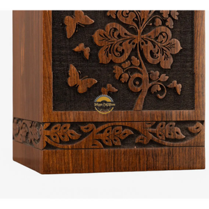 AYAANS Rosewood wooden Hand Carved Wooden Hot Selling cremation Urn <b>Box</b> for Adult Ashes Wholesale Cremation Urns (6X6X11)IN - Product Image 5