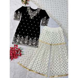 Ensemble de vêtements de soirée pour femmes de créateur Plazzo Dupatta - Product Image 2