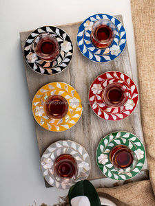 มือประดิษฐ์แม่มุกฝังจานรองแก้วแฮนด์เมดแม่มุกชาจานรองแก้วสําหรับบนโต๊ะอาหารกาแฟถาดจานรองแก้วขายส่ง - Product Image 3