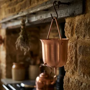 Chaîne de pluie décorative en cuivre poli pour gouttière extérieure, élément aquatique suspendu pour jardin et extérieur de maison - Product Image 3