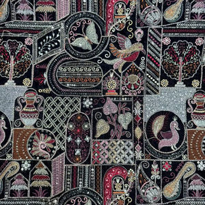 Tela de encaje bordado a máquina indio, ecológica, de poliéster y rayón con lentejuelas para uso en textiles del hogar y carpas - Venta al por mayor - Product Image 1