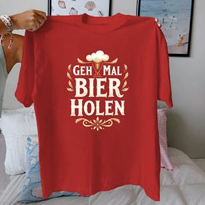 Frase Deutsch Get Beer diseño puro algodón Mujer camiseta ajuste cómodo - Product Image 1
