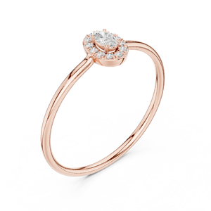 Bague de fiançailles ovale en diamant halo pour femme, bague de promesse minimaliste, bague de mariée à taille ovale, bijoux fins, cadeau d'anniversaire - Product Image 3