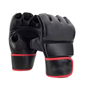 Gants de boxe en cuir noir pour adultes, gants d'entraînement MMA, sangle de poignet réglable, équipement d'arts martiaux antidérapant - Product Image 1