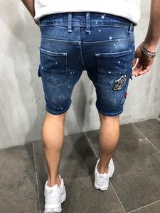 Manufacturer Customize Summer Short Half Pants Loose <b>Work</b> Denim <b>Jeans</b> Shorts Fashion Distressed Embroidery Men's Shorts - Product Image 6