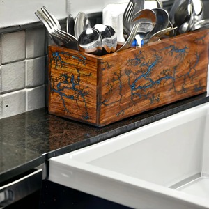 Porte-cuillères et fourchettes en bois, idéal pour la cuisine, design moderne, fait main, organisateur de couverts durable, vente en gros depuis l'Inde - Product Image 2