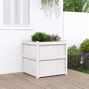Jardinière en bois de pin massif blanc durable de 27,6 pouces, pots et jardinières pour fleurs - Product Image 1