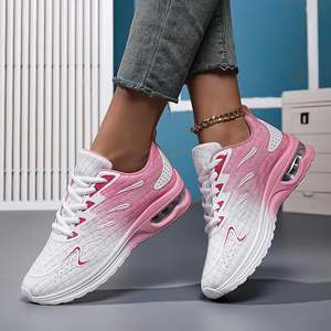 Baskets blanches respirantes à lacets pour femmes, motif écossais, style sportif, mode formelle, noir/violet, vente en gros, été/printemps - Product Image 4