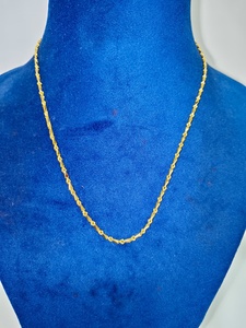 Chaîne à maillons texturés fantaisie en or massif 22 carats poli miroir, véritable or jaune marqué BIS, collier fin unisexe, bijoux raffinés - Product Image 2