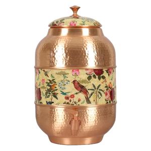 Distributeur d'eau en cuivre martelé de qualité supérieure avec robinet, récipient de rangement, pot à boisson ayurvédique, pour cuisine, salle à manger, maison, hôtel, décoration - Product Image 3