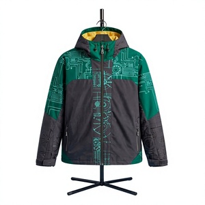 Men's Waterproof <b>Ski</b> <b>Jacket</b> Hooded Color Blocked <b>Green</b> Gray Synthetic Insulated Outdoor Snowboard <b>Jacket</b> - Product Image 4