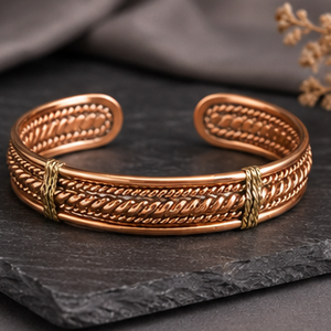 Pure Copper Twisted <b>Rope</b> Cable Wire Wrapped Open Cuff Therapy <b>Bracelet</b> Fashionable Metal Jewelry Exquisite Craftsmanship - Product Image 3