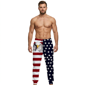Pantalon de survêtement décontracté pour homme, motif aigle drapeau américain, en toile, taille élastique, sublimation polyester, poids moyen, pour l'automne - Product Image 2