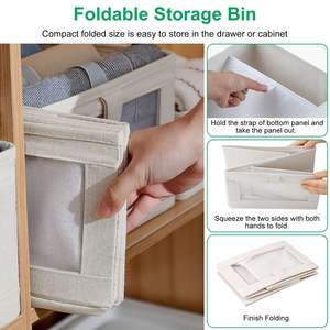 4pcs Convenient Handle Foldable Linen Storage <b>Bins</b> Visible Clear Window Multipurpose <b>Collapsible</b> Fabric Basket for Clothing - Product Image 4