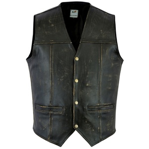 Gilet de moto en cuir véritable style anglais, col roulé, imperméable, grande taille, réversible, respirant, best-seller - Product Image 2