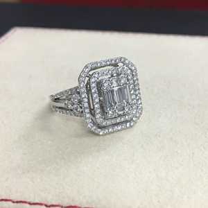 Anillo de Diamantes Reales de 1.12 Ct, Corte Redondo y Baguette, Diamante Blanco Natural, Anillo de Compromiso y Boda para Mujer, Plata de Ley 925 - Product Image 3
