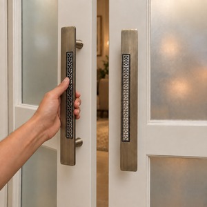 12 Inch Metal Door Pull Handle with Geometric Design Decorative Long Handle for Wooden Doors Gates Cabinets - Product Image 1
