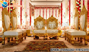 Conjunto de Muebles para Ceremonia Phera de Boda Hindú, Acabado Real, Conjunto de Sillas de Boda, Sillón de Boda Maharaja Premium, EE. UU. - Product Image 5