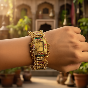 Phulkari Antique Designer Brass Watch Bracelet - Product Image 3