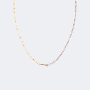 Collier de luxe plaqué or avec diamants de laboratoire ronds taille brillant 4.00CTW, sertis à griffes, couleur E - Product Image 3