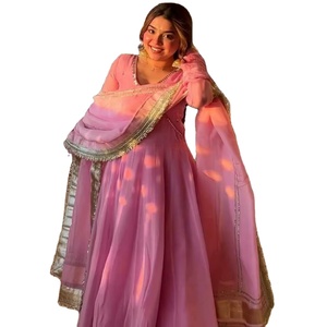 4 MTR Huge Flair Organza With 9mm And 5mm Sequence And Embroidery Work Bright Color Traditional Anarkali Salwar Kameez For Sale - Product Image 1