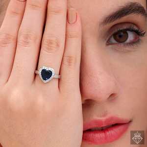 Anillo de banda de cristal de corazón AD antideslustre de tamaño ajustable PRAO - Product Image 4