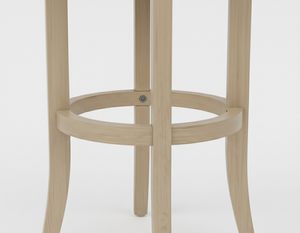 Ensemble de 2 tabourets de bar ronds modernes en bois massif avec 2 pieds courbés - Durables et légers - Product Image 3