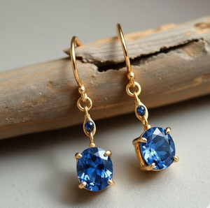 4.5 Inch Blue Hydro Round Stone <b>Earrings</b> 925 Sterling <b>Silver</b> 18K Gold Plated <b>Long</b> Dangle <b>Earrings</b> Lightweight Designer Jewelry - Product Image 4