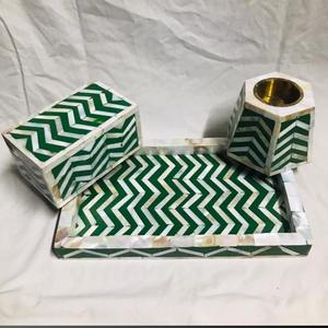 Brûle-encens moderne en os incrusté avec plateau, artisanat fait main - Product Image 4