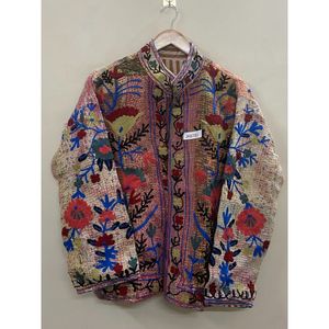 Handmade 100% Cotton kantha Embroidered Jacket for <b>Women</b> one-of-kind Full Sleeve Floral Pattern Spring Bohemian Style <b>Coat</b> - Product Image 5