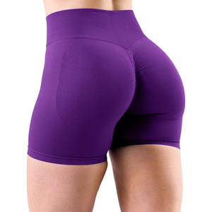 Shorts Deportivos de Cintura Alta Color Morado, Sin Costuras, para Mujer, para Gimnasio, Fitness, Atletismo, Running, Voleibol y Ciclismo - Product Image 3