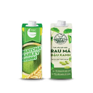 Harga pabrik produk sereal Matcha Barley minuman jumlah besar grosir pemasok sereal Pennywort jus kertas kotak kemasan teh nyaman