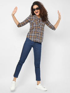 Wholesale Solid Casual Women's Flannel Shirts 100% Cotton Wide Full Sleeves Turn-Down Collar Button Anti-Pilling Breathable - Product Image 4
