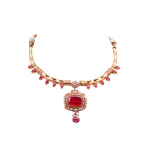 Red Oval Gemstone Gajaah 925 Sterling <b>Silver</b> <b>Necklace</b> and Earrings <b>Set</b> for Women Pure <b>Silver</b> Elegant Daily Wear Jewellery - Product Image 3