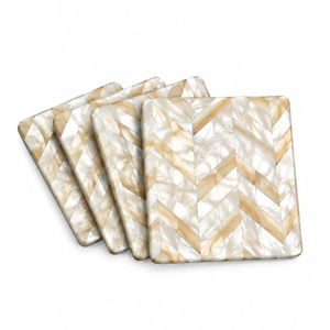 Juego de 6 Posavasos Cuadrados Hechos a Mano con Incrustaciones de Madreperla, con Soporte, Elegantes Tapetes para Bebidas con Incrustaciones de Concha para Decoración de Mesa de Centro - Product Image 4
