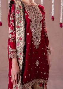 Ensemble de costume Sharara brodé pour femmes avec dupatta en faux Georgette, tenue de mariage et de fête Salwar Kameez - Product Image 2