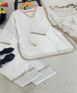Salwar Kameez de Seda con Dupatta para Mujer, Estilo Tradicional Étnico de India y Pakistán, Largo hasta el Suelo, para Bodas, 84024 MBL-563 - Product Image 3