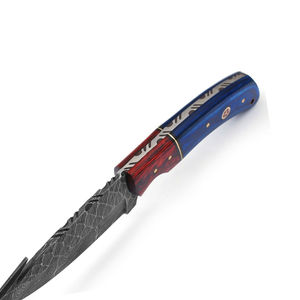Cuchillo Bowie de Acero de Damasco Hecho a Mano con Borde Dentado, Funda de Madera Personalizable, Compatible con OEM, Hoja Fija, Garantía de 3 Años, para Exteriores - Product Image 5