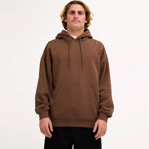 Men's Brown Oversized Zip-Up Hooded <b>Sweatshirt</b> Cotton <b>Fleece</b> Casual Winter Wear Regular Fit Pocket Design Anti-Wrinkle <b>Lined</b> - Product Image 1
